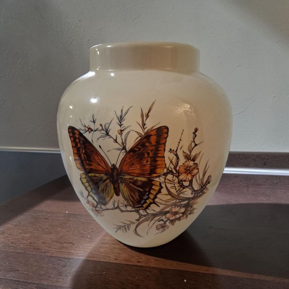 Vintage Treasure Craft Pottery Butterfly Ceramic Vase USA Mid Century Modern